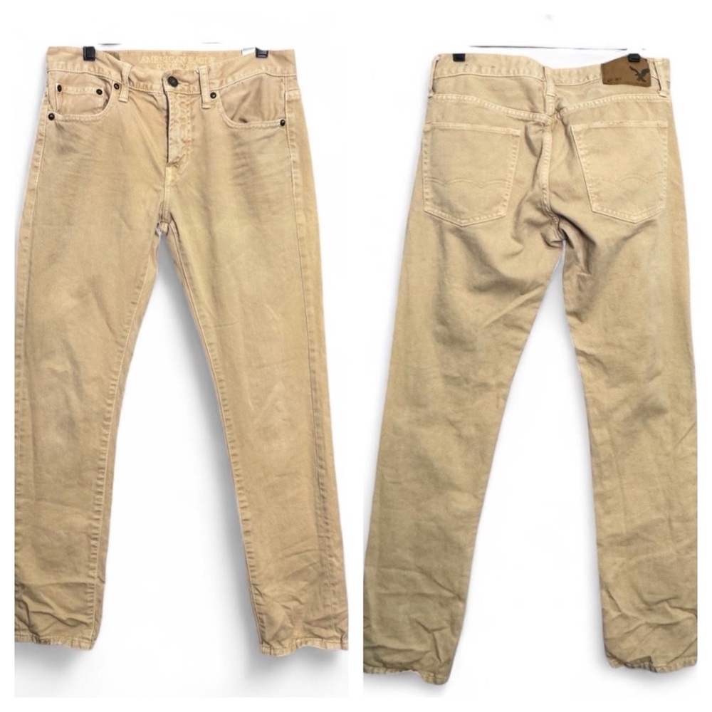 American Eagle Khaki Skinny Jeans Neutral Minimalist Punk Casual Normcore 31x32